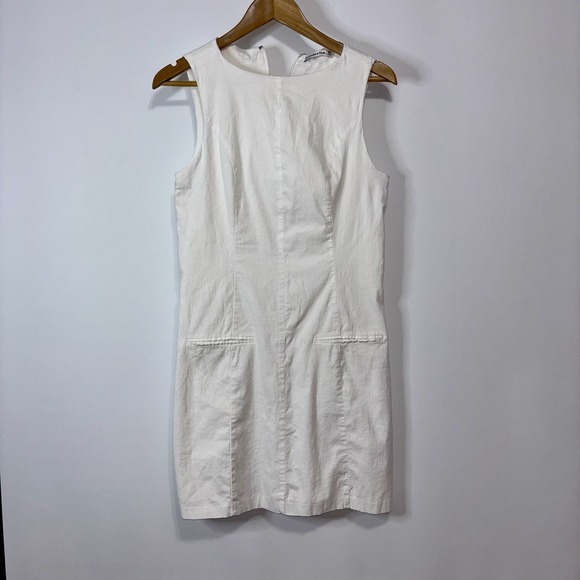 Abercrombie & Fitch White High Neck Mini Dress Sleeveless Back Zip Medium Tall - Picture 3 of 9